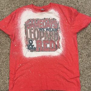 Gildan Red Tee with Leopard and Text Design